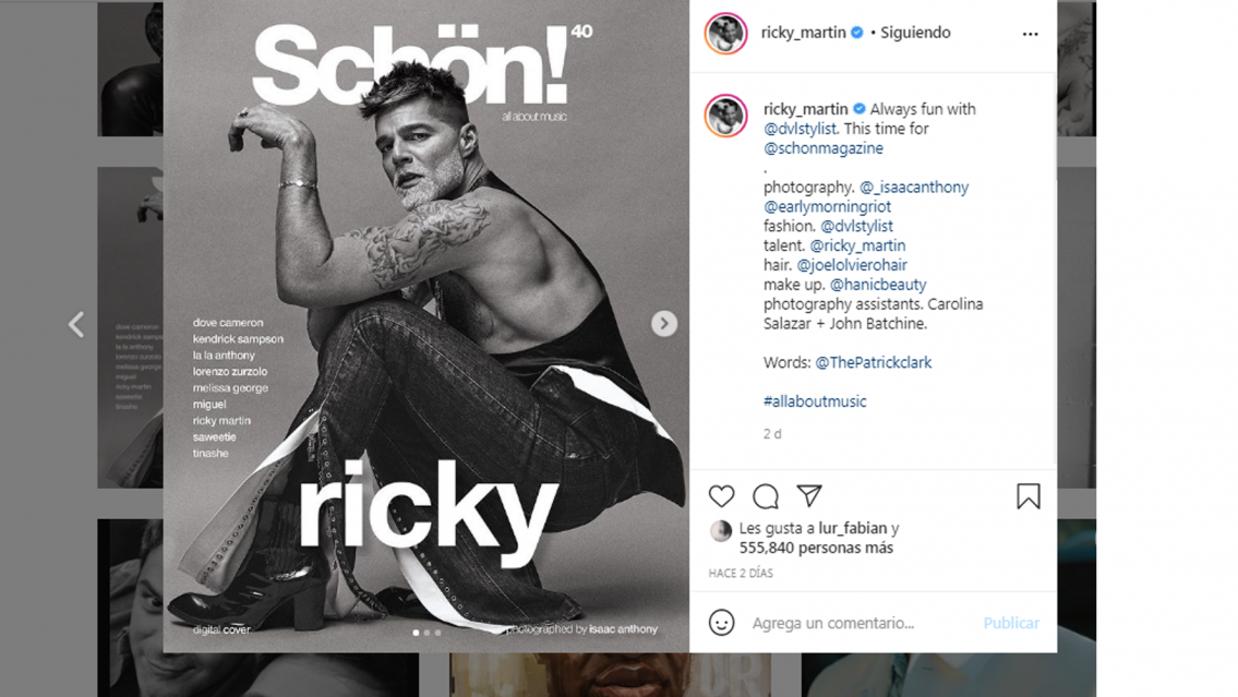 Ricky Martin se puso tacos y posó así para una prestigiosa revista