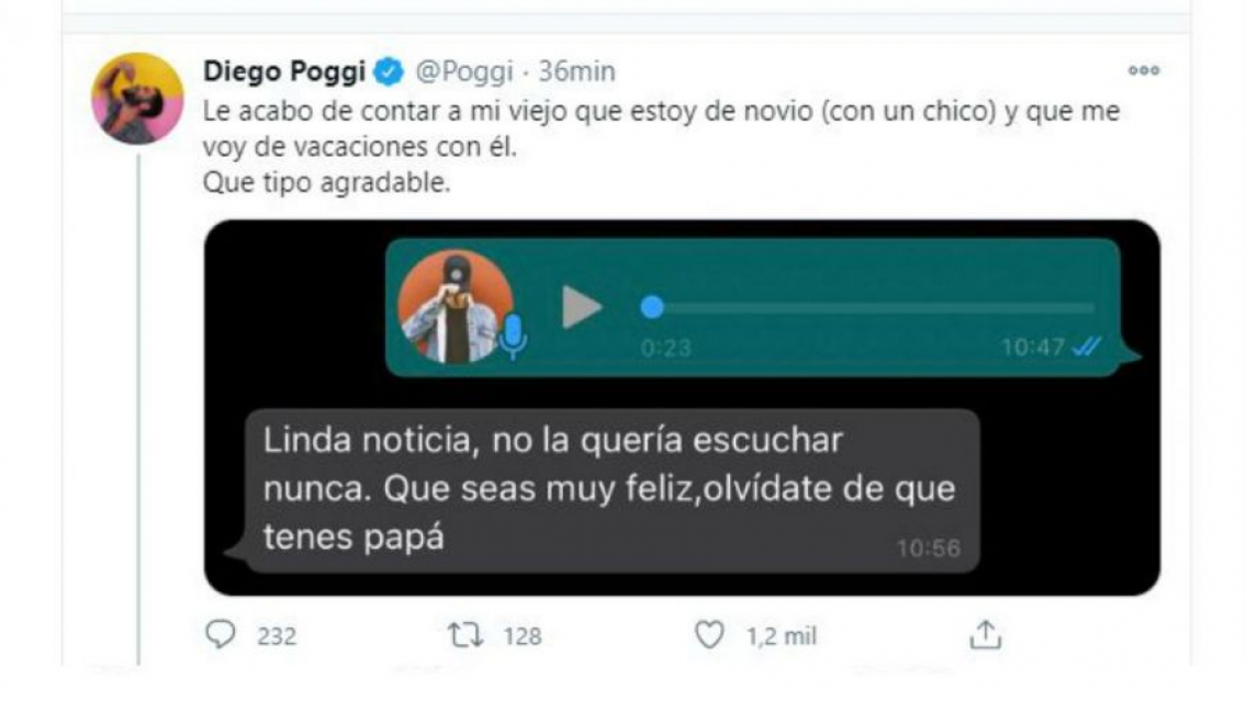 C�mo sigue la relaci�n de Diego Poggi con su pap� despu�s del pol�mico tuit