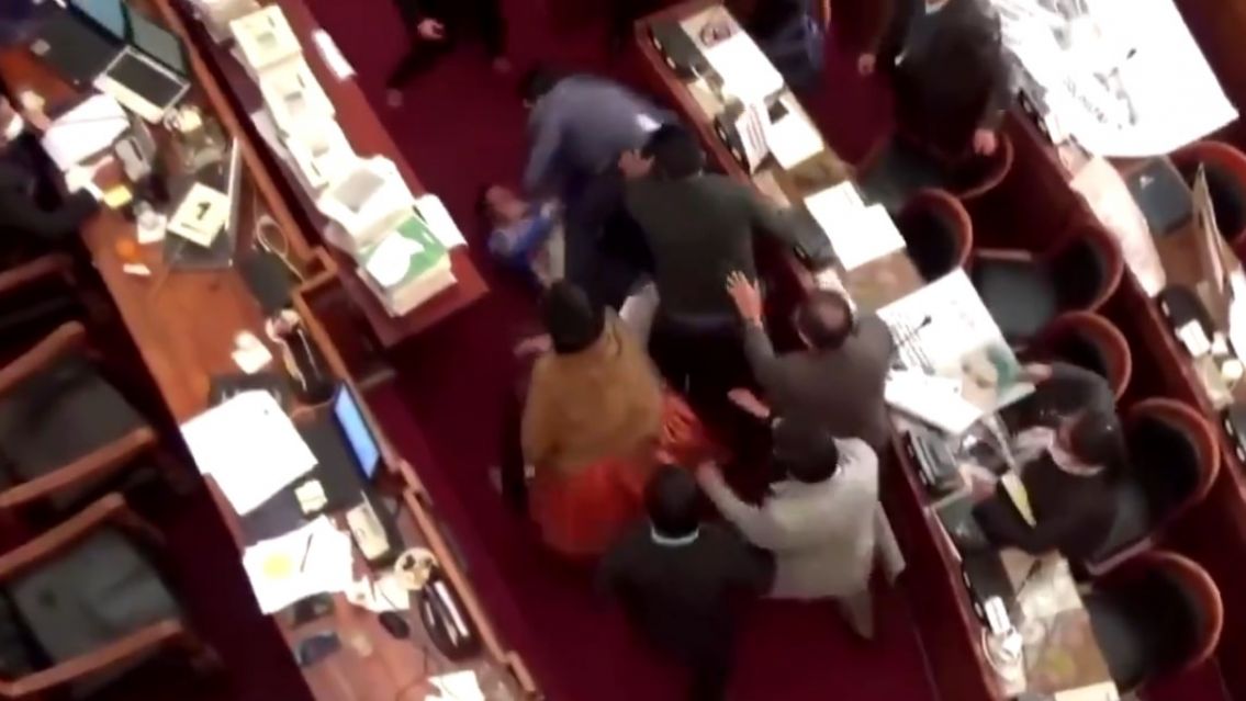 La arrastr� de los pelos: senadores a las pi�as en plena sesi�n [VIDEO]