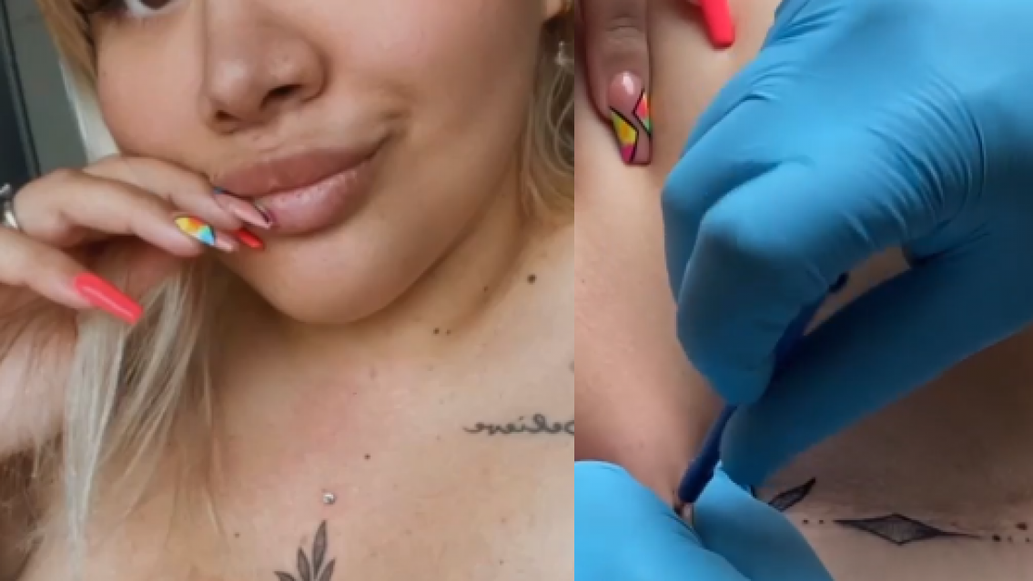 [VIDEO +18 A�OS] More Rial se hizo un tatuaje y un piercing en las lolas  