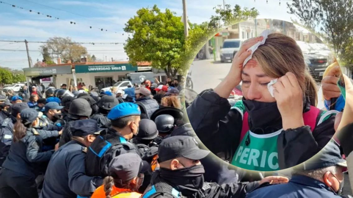 Municipales exig�an a Demarco salarios dignos y recibieron palos de la Polic�a