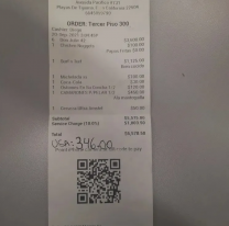Otra vez hay indignaci&oacute;n por el ticket de un restaurante: qu&eacute; dec&iacute;a y cu&aacute;nto cobraron