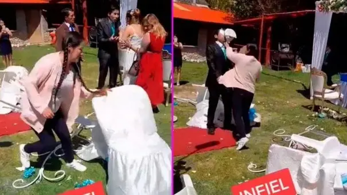 Descubrió a su novio casándose con otra y destrozó todo. HAY VIDEO
