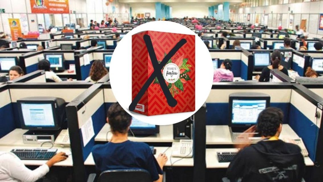 Empleados indignados porque no les dieron caja navide�a