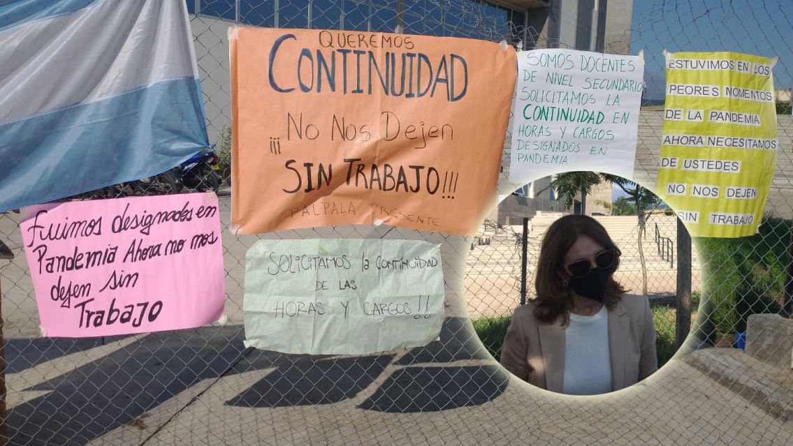 Docentes juje�os protestaron por su puesto de trabajo y Bovi les dio una audiencia
