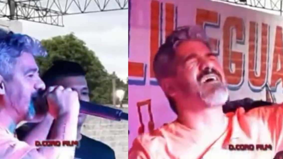 En Jujuy: El Burrito Ortega cantando arriba del escenario en un baile de carnaval