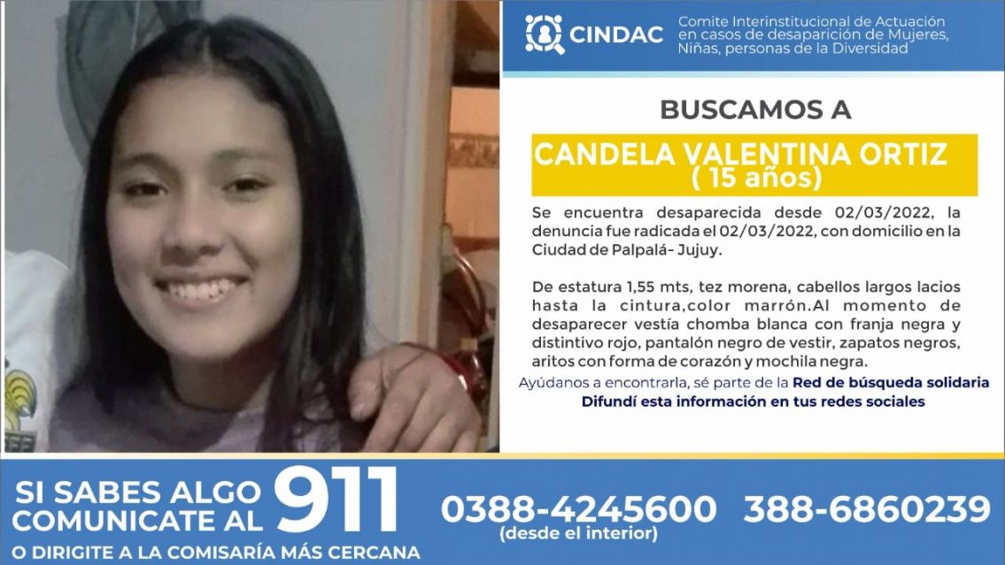 Desapareció Candela, una jujeñita de 15 años: la buscan por todas partes