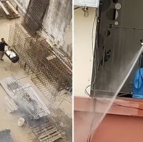 [VIDEO] Hacían un asado de obra pero una vecina se los apagó desde el balcón