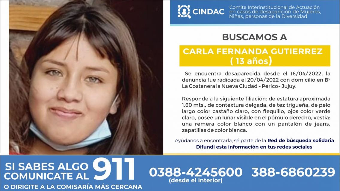 [Urgente] Buscan a Carla por todo Jujuy: desapareci� hace d�as y no se sabe nada