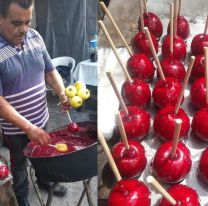 Le pidieron 1500 manzanas caramelizadas a un vendedor callejero y al final le cancelaron el pedido