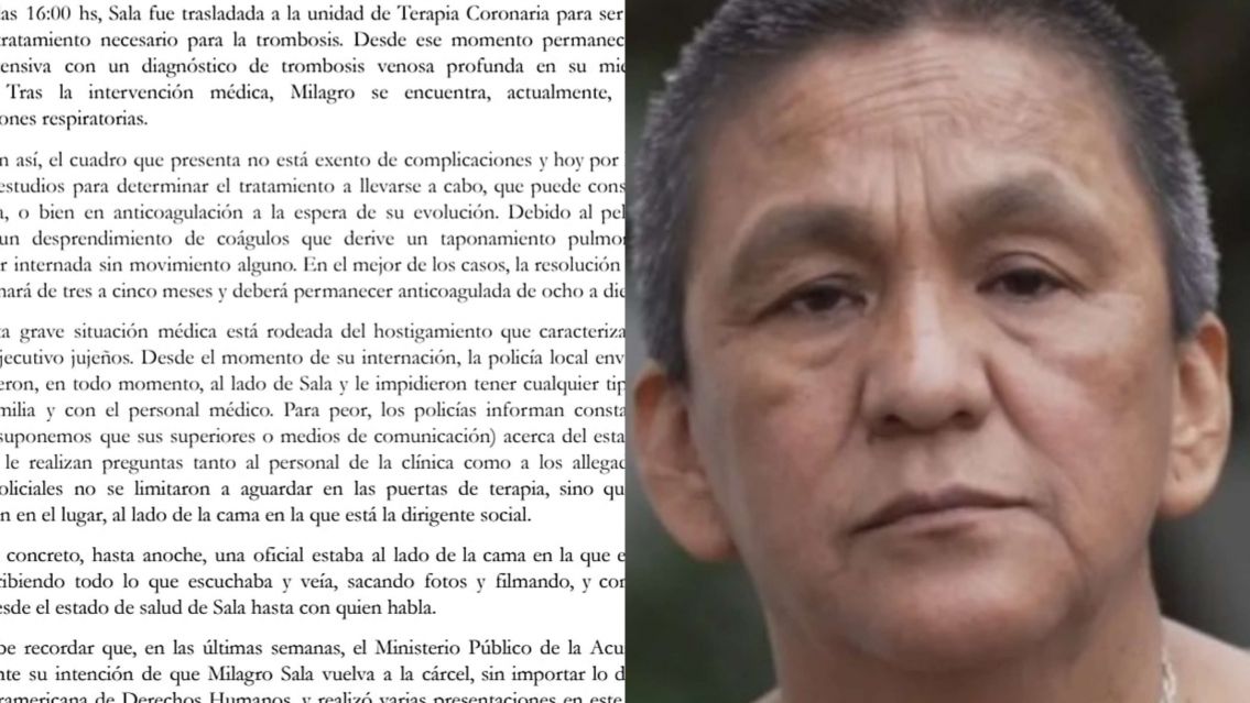 Milagro Sala: El parte oficial sobre su salud