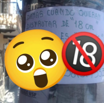 "Damas, cuando quieran disfrutar de 18 centímetros"... Llamativo cartel a mano alzada apareció en pleno centro