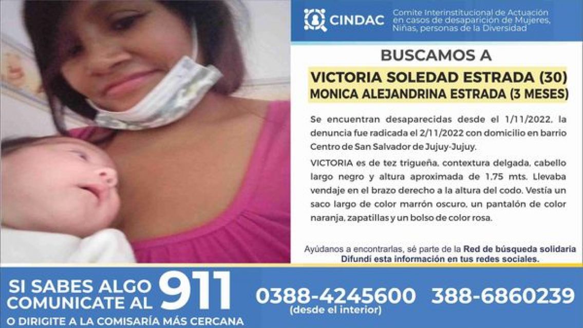 Juje�a desapareci� junto a su bebita y las buscan por todas partes