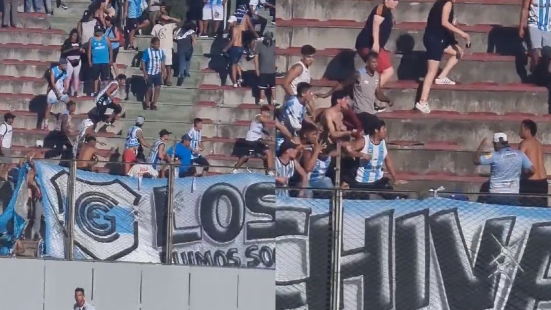 [VIDEO] Hinchas del lobo juje�o se agarraron a pi�as en pleno partido