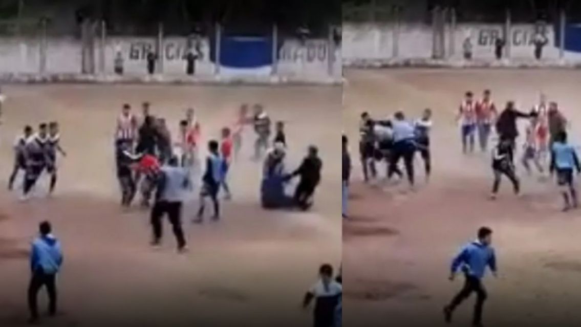 [VIDEO] Titanes en el ring qued� un poroto: jugaban al "fulbo" y se dieron caja