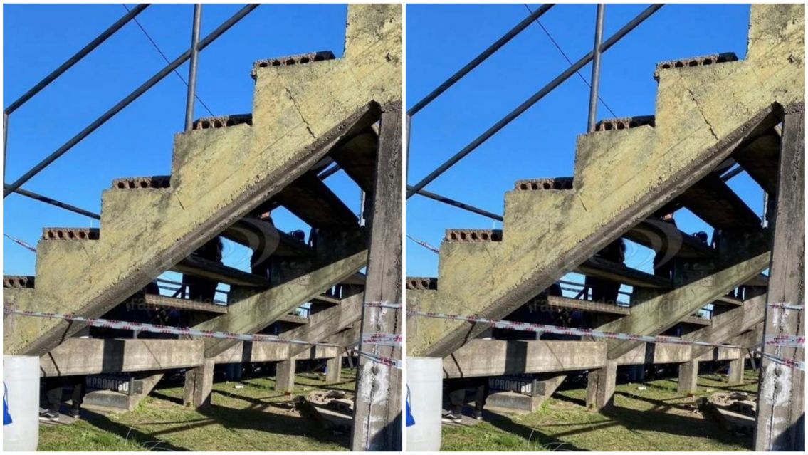 En pleno partido, se vino abajo la tribuna del estadio: varios hinchas heridos