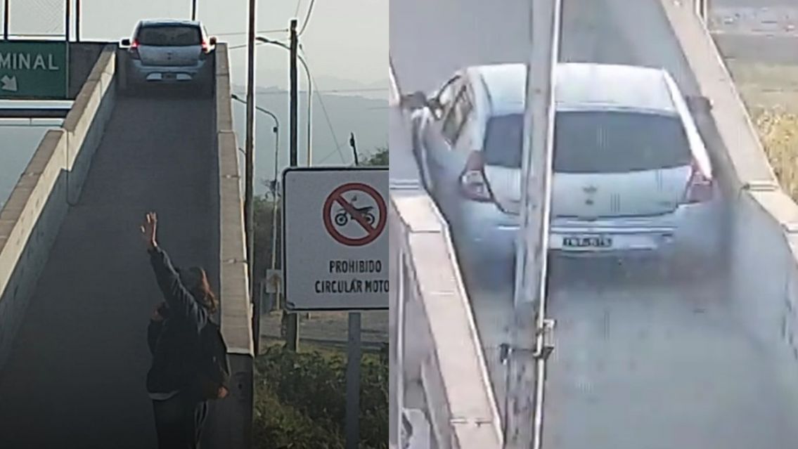 El auto atascado en la pasarela de Alto Comedero era conducido por un polic�a